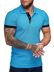 Polos de colores vibrantes para hombres con sensación atlética y diseño de contraste de moda para la ropa de calle diaria - Product Image 4