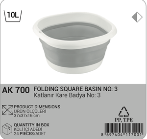 Afossa กล่องเก็บของ10L พับได้, กล่องเก็บของพลาสติกสี่เหลี่ยมขนาดใหญ่พับได้หัวฉีดและถังขยะใช้ได้จริง - Product Image 2