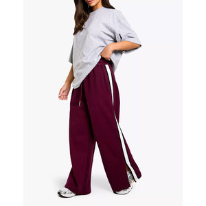 Pantalones Deportivos Holgados de Felpa 100% Algodón de Alta Calidad para Mujer, Corte Regular con Frente Plano y Cierre de Cordón para Invierno - Product Image 1
