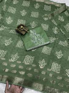 Raksha Bandhan spécial dames porter numérique imprimé Tussar lin tissu 5.5 MTR longue longueur à la mode Saree avec chemisier travail - Product Image 6