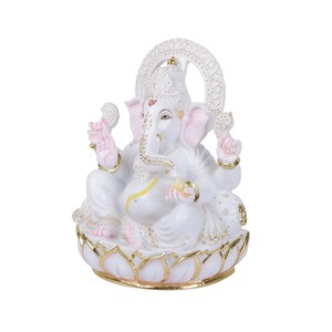Statue de Ganesh en marbre faite à la main exquise à la demande pour Pooja Room Mandir cadeau spirituel au prix d'exportation - Product Image 4