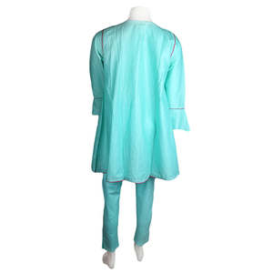 Traje de Algodón de 2 Piezas Bordado para Mujer - Cian - Product Image 4