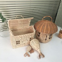 Lit de poupée en rotin, jouets pour enfants, berceau pour poupée, tissé à la main, jouet éducatif miniature, couleur naturelle, bébé, enfants