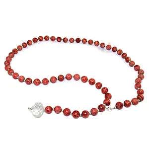 Women's Red Jasper Beaded <b>Necklace</b> <b>Crystal</b> <b>Pendant</b> Classic Religious Shell for Gift Featuring Anchor Hook Number Pearl Shapes - Product Image 2