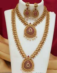 <span class=keywords><strong>Fancy</strong></span> Antique Truyền Thống & Thời Trang Nam Ấn Độ Đền Đồ Trang Sức Set & <span class=keywords><strong>Combo</strong></span> Dài & Choker Vòng Cổ Set Cho Phụ Nữ Và Cô Gái - Product Image 3