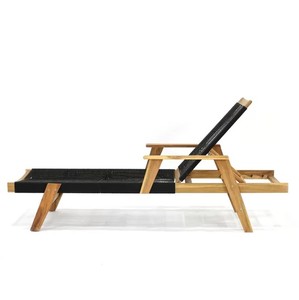 Tumbona de teca, tumbona para exteriores, asiento de cuerda negro, muebles de madera de teca, pedido previo, 1 contenedor de 20 pies, artículos mixtos, muebles de madera - Product Image 4