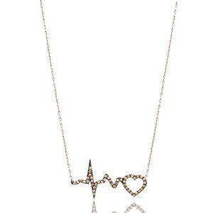 Colgante de Plata de Ley 925 con Diseño de Latido de Corazón y Piedra de Citrino y Zirconia, Hecho a Mano en Turquía, Venta al por Mayor - Product Image 1