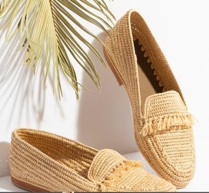 รองเท้า Raffia Loafers ธรรมชาติ/รองเท้าหนังนิ่มผ้า Raffia/รองเท้า Raffia/รองเท้าฝอยโมร็อกโก - Product Image 1