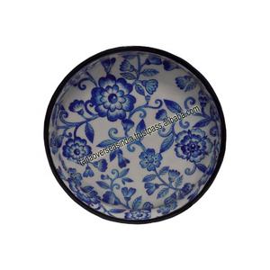 Plateau de service rond à motif de fleurs pour snacks à café Décorations de table Ensemble de plateaux de service en bois - Product Image 3