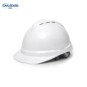 SAILGOOD Vented White Hard Hat 4-Point Pressure Diffusion Ratchet Suspension Chin Strap Safety Helmet