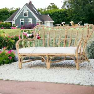 โซฟา2ที่นั่งงานฝีมือทำจากไม้ไผ่ธรรมชาติสไตล์วินเทจสำหรับห้องนั่งเล่นสวนระเบียงห้องโถงหลักในร่มกลางแจ้ง - Product Image 5