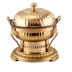 Forma personalizada decorativa Buffet Servidor de alimentos plato de frotamiento de Metal de alta calidad almacenamiento de alimentos Catering servir plato de frotamiento - Product Image 2