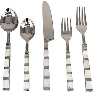 Juego Exclusivo de 5 Piezas de Cubiertos de Acero Inoxidable con Espejo, Cubiertos de Cuchara y Cuchillo de Metal de India 2k25 - Product Image 3