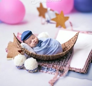 Lovely Rustic Handmade Rowboat With Oars Natural Products Wood Color Dark Brown Newborns Photo Shoots Rowboat and Oars - Product Image 4