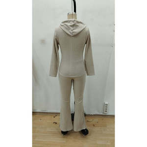 Conjunto de Dos Piezas de Blusa y Pantalón con Cierre Frontal y Mangas Largas para Mujer, 28790 - Beige - Product Image 6