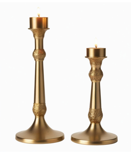 Candelabros cónicos dorados de Metal superventas de 2025, candelabros votivos de pilar de hierro y bronce, diseño elegante de linterna para boda - Product Image 6