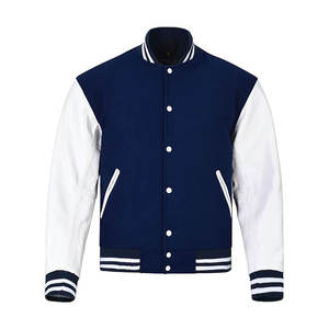 Veste universitaire personnalisée de qualité supérieure pour hommes avec col montant en laine et cuir Letterman hiver Service OEM disponible - Product Image 1