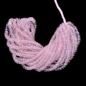 Natural Rose Quartz Stone Smooth Rondelle Gemstone Beads for Jewelry <b>Bracelet</b> Necklace Making Strands <b>Strings</b> 5mm Wholesale Rate - Product Image 3