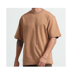 Camiseta informal 100% de algodón tejida de gran tamaño para hombre, corte holgado, ligero, transpirable, elegante, para uso diario - Product Image 3