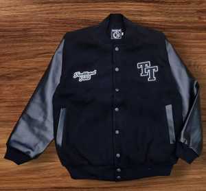 Wholesale Custom Logo Varsity Jacket Stand Collar Front Logo Position Genuine Leather Custom Colors Stylish Winter Unisex Coat - Product Image 2