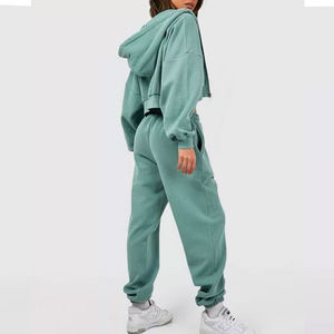 Ensemble de survêtement décontracté pour femmes, taille plus, lavage à l'acide, haut court d'été, pantalon de jogging de rue en gros, ensembles de survêtement - Product Image 4