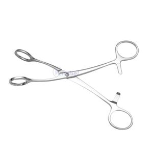 Pinces à pansements chirurgicales en acier inoxydable à pointe incurvée avec poignée à anneau pour applications médicales hospitalières - Product Image 1