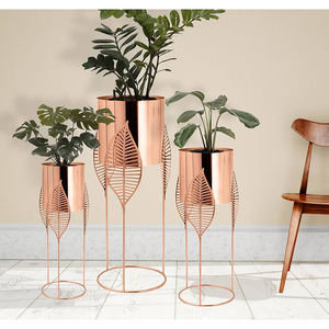 Jardinières en métal doré de qualité supérieure avec support en fer élégant pour affichage de fleurs intérieur extérieur maison jardin salon balcon décor - Product Image 5