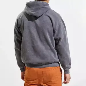 Nouvelle mode de sweats à capuche pour hommes lourds de couleur unie personnalisés de haute qualité, surdimensionnés, délavés à l'acide, sweats à capuche vierges pour hommes à vendre - Product Image 3