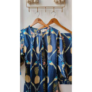 Conjunto de Kurta de Crepé Bohemio Azul Marino Love Birds con Mangas Tres Cuartos - Product Image 3