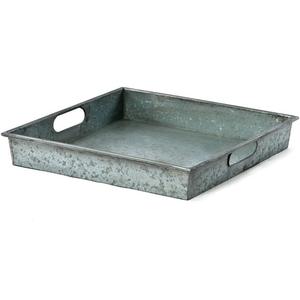 Bandeja de servicio de hierro de metal galvanizado de aspecto natural con asa Bandeja de servicio de estilo de granja industrial Bandeja de decoración rústica para el hogar - Product Image 6