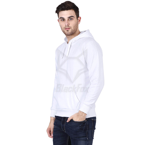 เสื้อฮู้ดสีขาวสำหรับผู้ชาย ทรงปกติ ผ้าฝ้ายเฟรนช์เทอร์รี่ สไตล์ลำลอง สีพื้น มีกระเป๋า เหมาะสำหรับใส่ในฤดูใบไม้ร่วง - Product Image 5