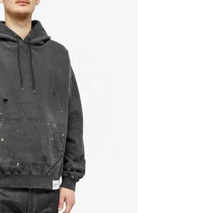 Sudadera con capucha de algodón pesado para hombre al por mayor, jersey de lujo con bordado desgastado de calidad, sudaderas con capucha de talla grande personalizadas - Product Image 3