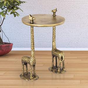 Mesa de estilo de lujo con patas de animales con tapa de cristal multifuncional, mesa de centro de té pequeña de Metal y mesa auxiliar de acento - Product Image 5
