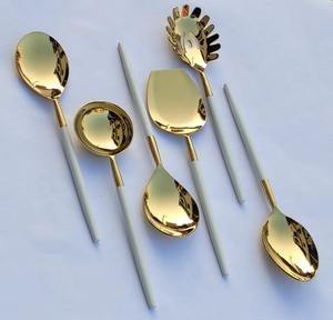 Ensemble de couverts à salade faits à la main en acier inoxydable ensemble de 6 pièces poignée élégante polie miroir argentée - Product Image 5