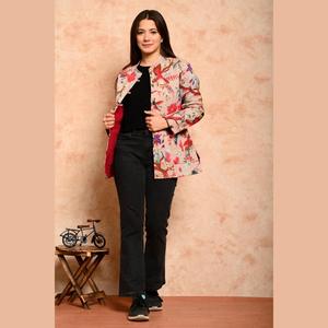 Veste matelassée réversible pour femme, imprimé floral, coton, coque en cuir, patchwork personnalisé, broderie, grande taille - pour l'automne et le printemps - Product Image 3