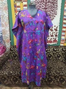 Robe longue caftan en coton pour femmes avec imprimé oiseau confortable grande taille couverture de plage vêtements de détente vêtements d'été cadeau taille naturelle - Product Image 3