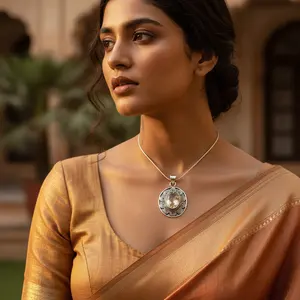 Colgante de Plata 925 con Citrino para Mujer, Joyería Artesanal con Piedras Preciosas en Oro Rosa y Baño de Rodio, Ideal para Regalo - Product Image 2