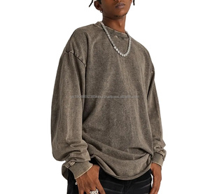 Sudadera con capucha y cuello redondo para hombre, estilo vintage, lavado ácido, tejido grueso de felpa francesa de 400 g/m² - Product Image 3