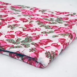 Hand Block Printed 100% Cotton Fabric Manufacture Handmade Eco Friendly Cotton Fabric by the Yard at factory rate Supplier