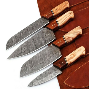 Ensemble de couteaux de chef en acier Damas à 67 couches, lame fine, manches en bois, design ambidextre, construction durable pour la cuisine - Product Image 5