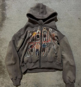 2025 Mode Streetwear sur mesure: sweats à capuche délavés à l'acide pour hommes disponibles à l'achat Sweat à capuche zippé essentiel pour hommes - Product Image 5