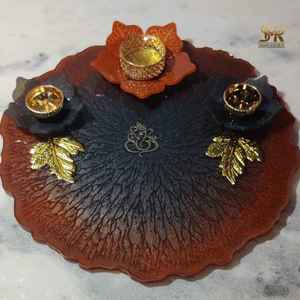 Résine époxy écologique Puja Thali Artisanat artistique Décoratif MODÈLE Style ange Assiette Pooja pour le festival Diwali Mariage - Product Image 2