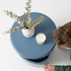 All New Handcrafted Bone Inlay Round <b>Side</b> <b>Table</b> Luxury Blue Floral Pattern Drum Bedside <b>Table</b> With <b>Storage</b> Drawer For Home & Hot - Product Image 2