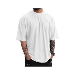 Camiseta atlética de gran tamaño a la moda para hombre, de manga corta Camiseta básica informal con cuello redondo de algodón 100% - Product Image 2