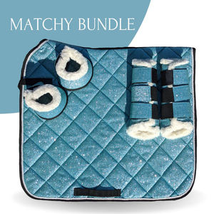 Ensemble de tapis de selle pour cheval bleu de qualité supérieure personnalisable, dressage, saut d'obstacles, doublure en tissu confortable, fournitures d'équitation, équitation - Product Image 2