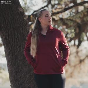 Mujeres de alta calidad 1/2 Zip Waffle poliéster ropa activa Top de manga completa ropa de gimnasio que absorbe el sudor Top para mujeres - Product Image 6