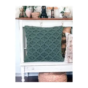 Funda de almohada de macramé verde esmeralda bohemio de alta calidad hecha a mano al mejor precio