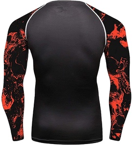 Ropa de gimnasio de manga larga de alta calidad para hombre, UPF 50, sublimación impresa, logotipo personalizado, MMA Surfing Rash Guard hecho de tela de Spandex - Product Image 1