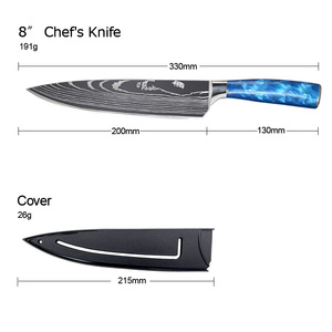 Cuchillo de chef de cocina OEM de alta calidad personalizado al por mayor patrón de láser Damasco de acero inoxidable de alto carbono con funda de cuchillo - Product Image 2