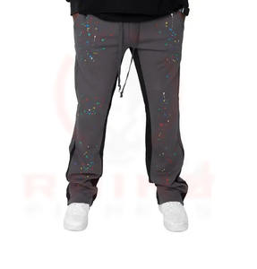 Pantalones de chándal acampanados personalizados para hombre, pantalones apilados de cuero de felpa francesa de alta calidad, pantalones de tela no tejida informales - Product Image 5